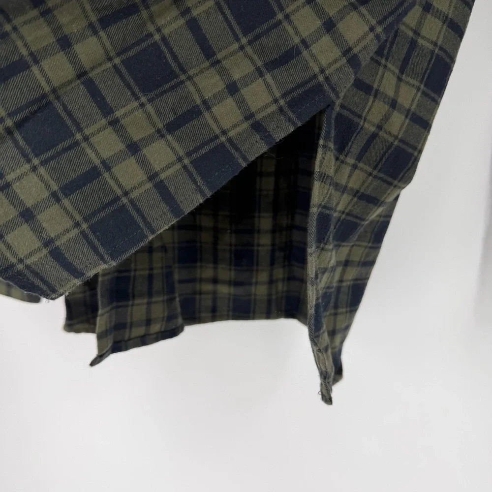 Two Thirty One Military Theme Patched Plaid Boyfriend Shirt Size M - Picture 5 of 11